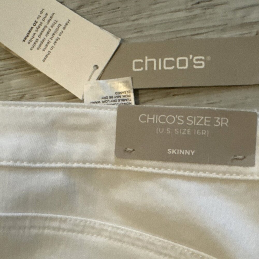 Chico's Capri Pants Womens 16 Size 3 White Stretch Skinny Cropped NEW - Picture 5 of 13